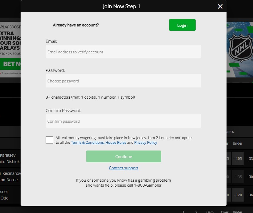 Betway sign up code NJ
