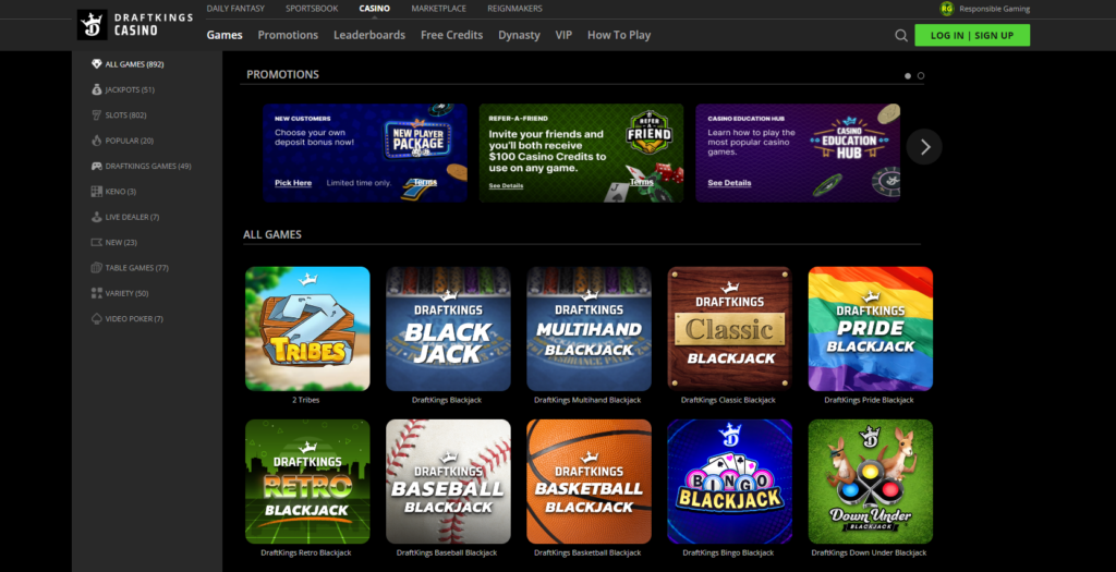 DraftKings NJ Casino Games