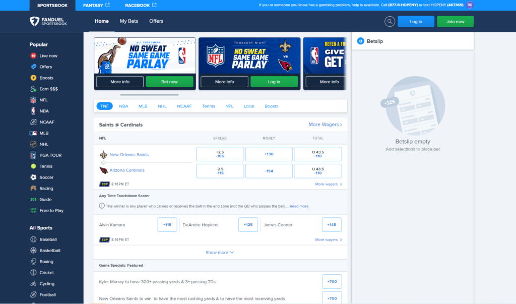 Fanduel online sportsbook NJ