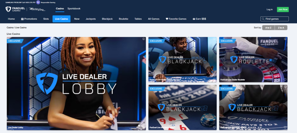 FanDuel Live Casino Options for New Jersey
