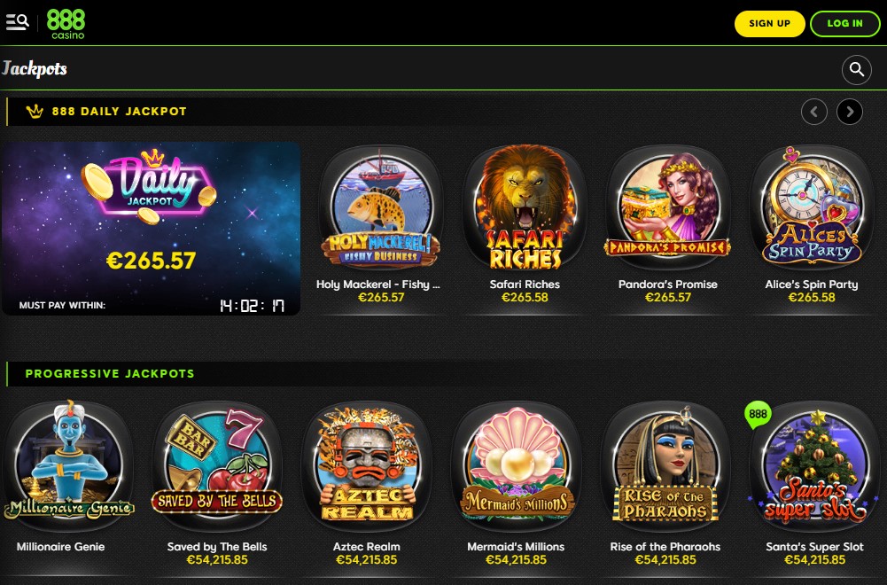 888Casino Jackpots