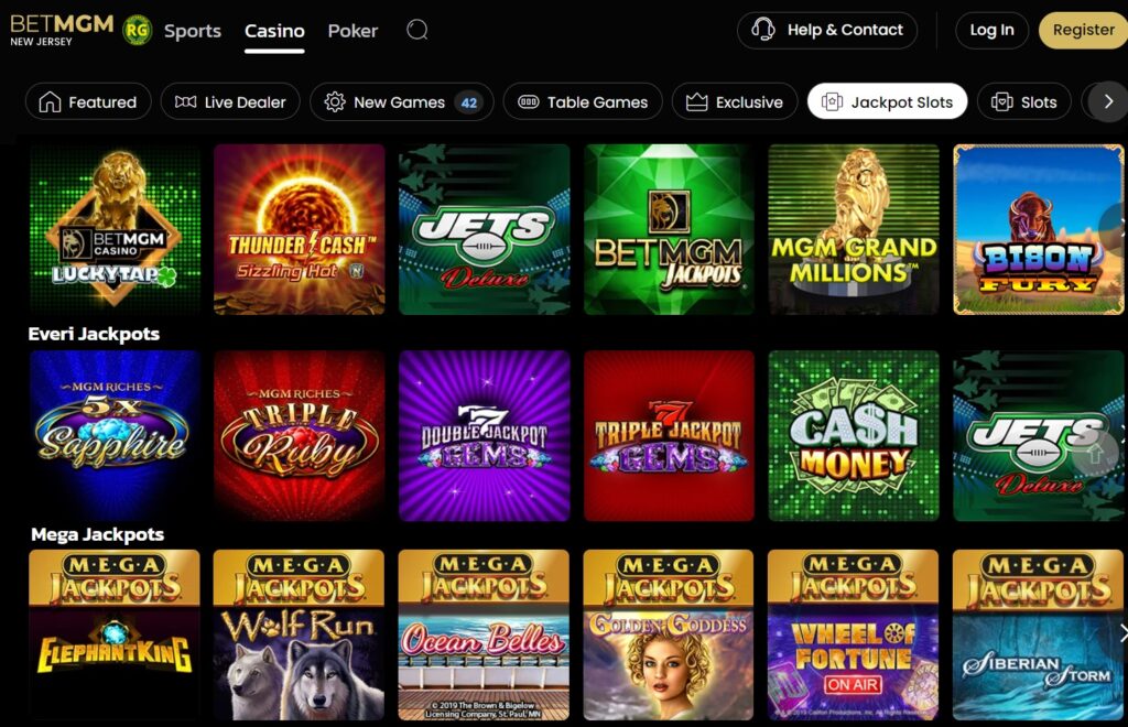 betmgm online casino menu