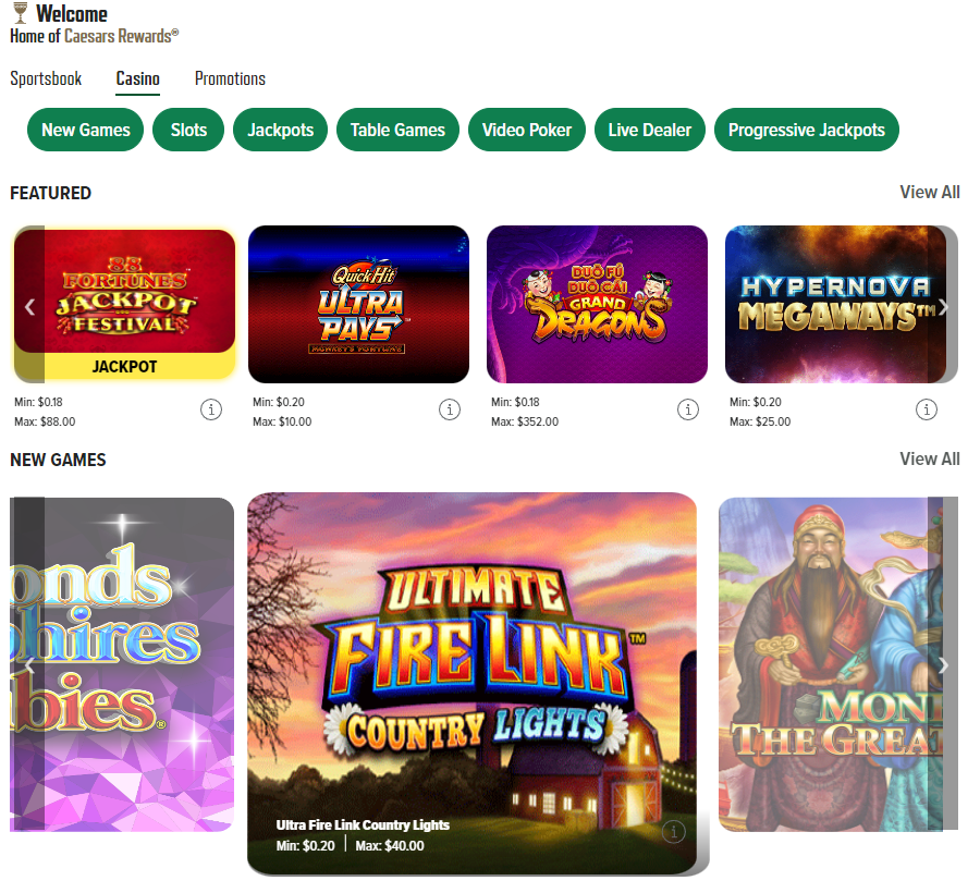 Caesars Online NJ Casino Offer